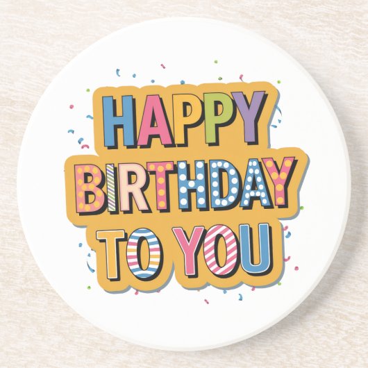 Dessous De Verre En Grès Joyeux anniversaire à motifs (Devant)