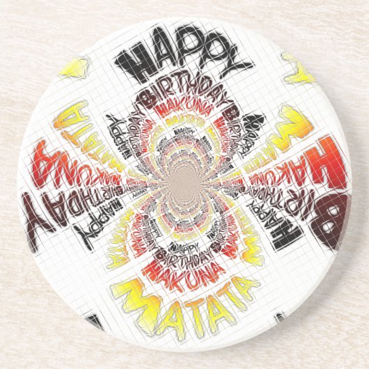Dessous De Verre En Grès Joyeux anniversaire Bonne journée (Devant)