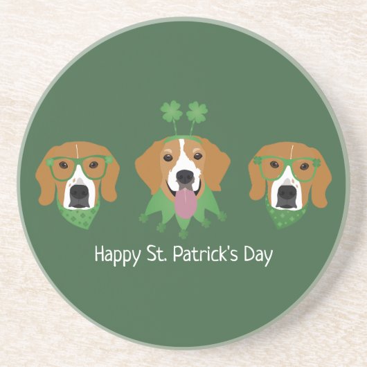 Dessous De Verre En Grès Joyeux chien Beagle Jour de la Saint Patrick (Devant)
