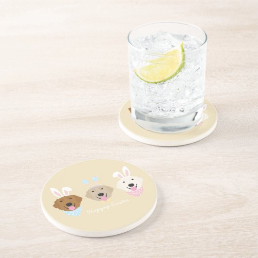 Dessous De Verre En Grès Joyeux Chiens de Pâques (Côté)