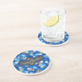 Dessous De Verre En Grès Joyeux Hanukkah Bleu Et Blanc (Côté)
