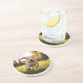 Dessous De Verre En Grès Joyeux Labrador Puppy Running (Côté)