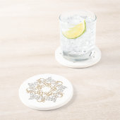 Dessous De Verre En Grès Joyeux Noël Calligraphie Star Art Gold, Argent (Côté)