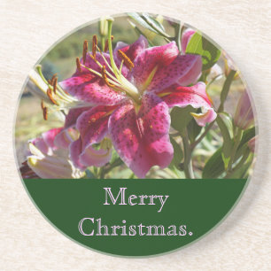 Dessous De Verre En Grès Joyeux Noël coussinets en grès rose lis