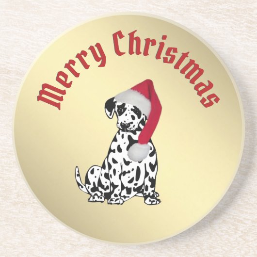 Dessous De Verre En Grès Joyeux Noël Dalmatien (Devant)
