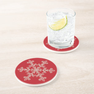 Dessous De Verre En Grès Joyeux Noël Élégant Flocon de Neige Vacances Hiver