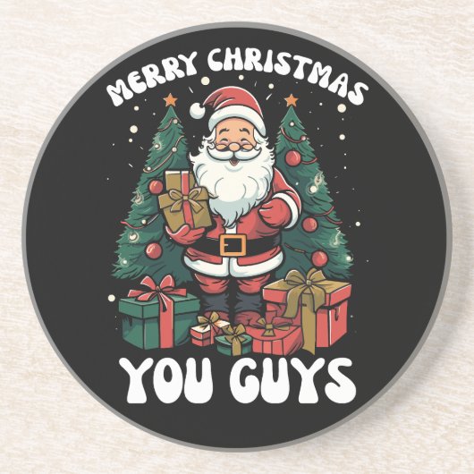 Dessous De Verre En Grès Joyeux Noël les gars Père Noël (Devant)