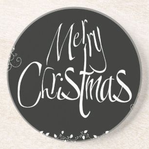 Dessous De Verre En Grès Joyeux Noël noir et blanc