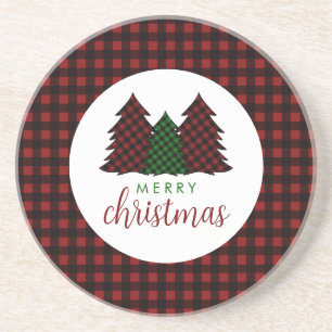 Dessous De Verre En Grès Joyeux Noël Plaid Arbre de Noël Motif