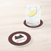 Dessous De Verre En Grès Joyeux Noël Plaid Arbre de Noël Motif (Côté)