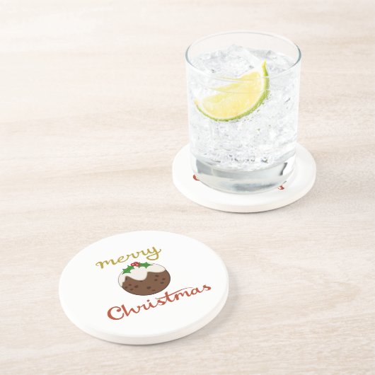 Dessous De Verre En Grès Joyeux Noël+Pudding Design (Côté)