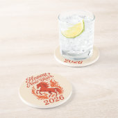 Dessous De Verre En Grès Joyeux Nouvel An 2026 Cheval Fiery (Côté)