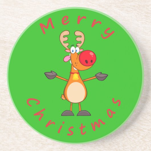 Dessous De Verre En Grès Joyeux rennes de Noël (Devant)