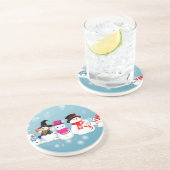 Dessous De Verre En Grès Joyeux Snowmen (Côté)