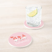 Dessous De Verre En Grès Joyeux Valentin Gnomes Rouge Rose (Côté)