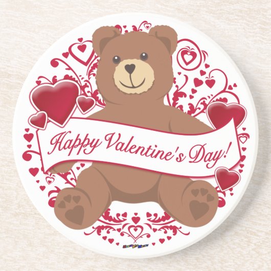 Dessous De Verre En Grès Joyeux Valentine ! Teddy bear (Devant)