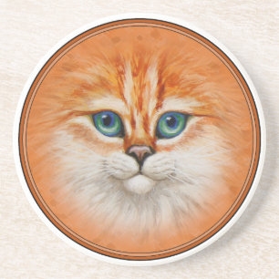 Dessous De Verre En Grès Joyeux visage de Kitty Orange