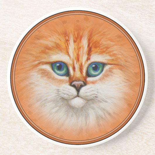 Dessous De Verre En Grès Joyeux visage de Kitty Orange (Devant)