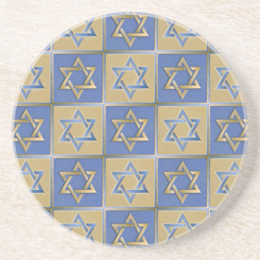 Dessous De Verre En Grès Judaica Star de David Metal Gold Blue (Devant)
