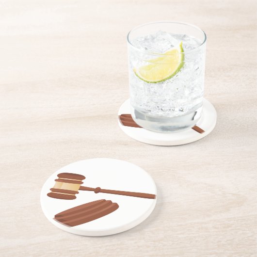 Dessous De Verre En Grès Juge Gavel (Côté)