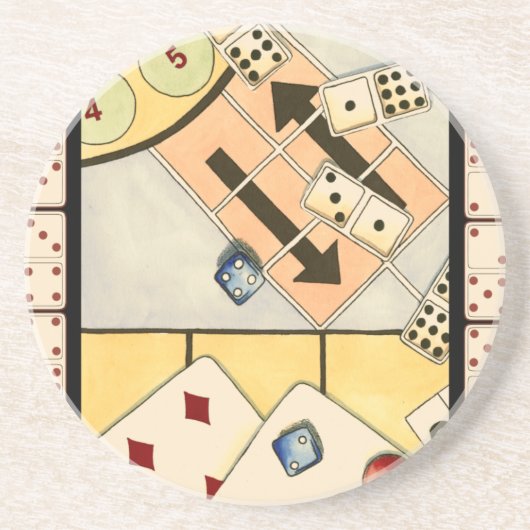 Dessous De Verre En Grès Jumbled Assortiment of Games of Chance (Devant)