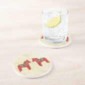Dessous De Verre En Grès Jumeaux de Noël de cheval de Dala de Suédois (Côté)