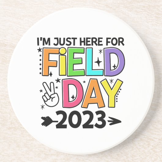 Dessous De Verre En Grès Juste Ici Pour La Journée Du Terrain 2023 Enseigna (Devant)