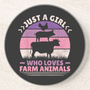 Dessous De Verre En Grès Juste Une Fille Qui Aime Les Animaux Agricoles Aim
