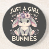 Dessous De Verre En Grès Juste Une Fille Qui Aime Les Lapins (Devant)