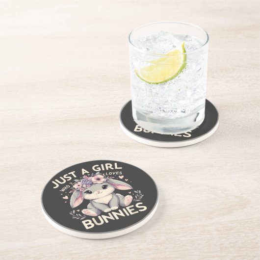 Dessous De Verre En Grès Juste Une Fille Qui Aime Les Lapins (Côté)