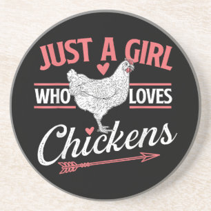 Dessous De Verre En Grès Juste Une Fille Qui Aime Les Poulets - Pou Louveur