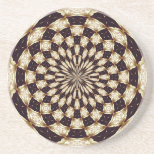 Dessous De Verre En Grès Kaleidoscope de fleurs en mandala décor en ivoire