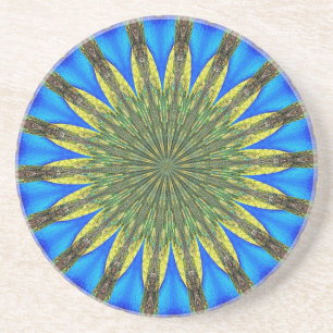 Dessous De Verre En Grès Kaleidoscope en plume de paon 3