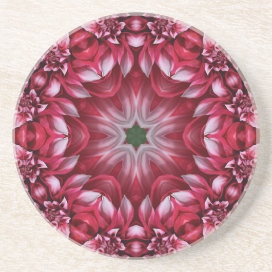 Dessous De Verre En Grès Kaleidoscopic Crimson Dahlia (Devant)