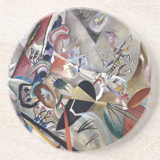 Dessous De Verre En Grès Kandinsky En Gris Oeuvre Abstraite (Devant)