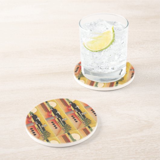 Dessous De Verre En Grès Kandinsky Moderne peinture Abstraite (Côté)