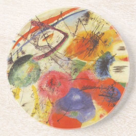 Dessous De Verre En Grès Kandinsky Noir frappe la peinture Abstraite (Devant)