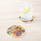 Dessous De Verre En Grès Kandinsky Noir frappe la peinture Abstraite (Côté)