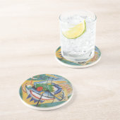 Dessous De Verre En Grès Kandinsky rouge ovale Abstraite oeuvre d'art vert (Côté)