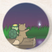 Dessous De Verre En Grès Kappa et Kitsune - Yokai japonais (Devant)