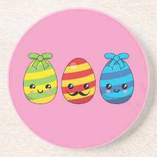 Dessous De Verre En Grès Kawaii Easter Eggs with Ribbons