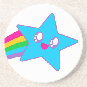 Dessous De Verre En Grès Kawaii Rave Neon Étoile Arc-en-ciel