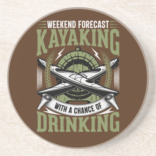 Dessous De Verre En Grès Kayaking avec une chance de boire (Devant)