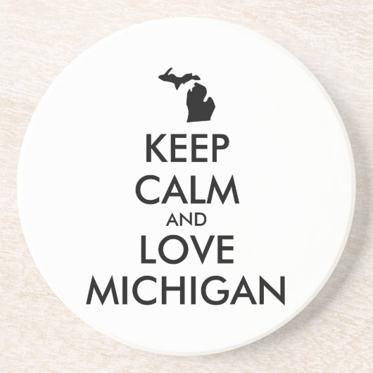 Dessous De Verre En Grès KEEP CALM et LOVE MICHIGAN (Devant)