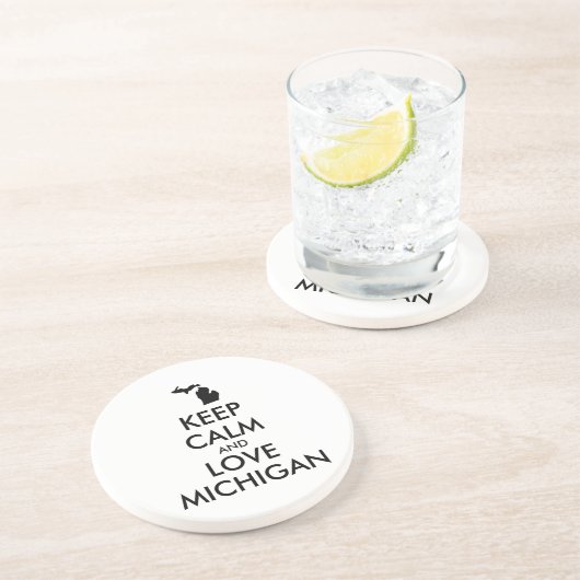 Dessous De Verre En Grès KEEP CALM et LOVE MICHIGAN (Côté)