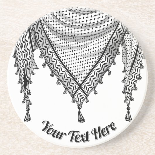 Dessous De Verre En Grès Keffiyeh Écharpe palestinienne tissu traditionnel (Devant)