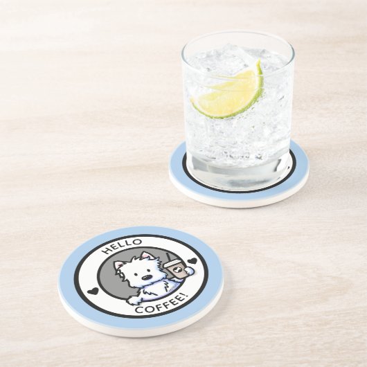 Dessous De Verre En Grès KiniArt Café Westie Rond (Côté)