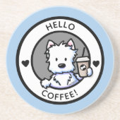Dessous De Verre En Grès KiniArt Coffee Westie Round (Devant)