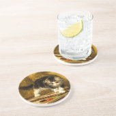 Dessous De Verre En Grès Kitten avec peinture et brosses (Côté)