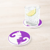 Dessous De Verre En Grès Kitty Cat Yin Yang | Violet (Côté)
